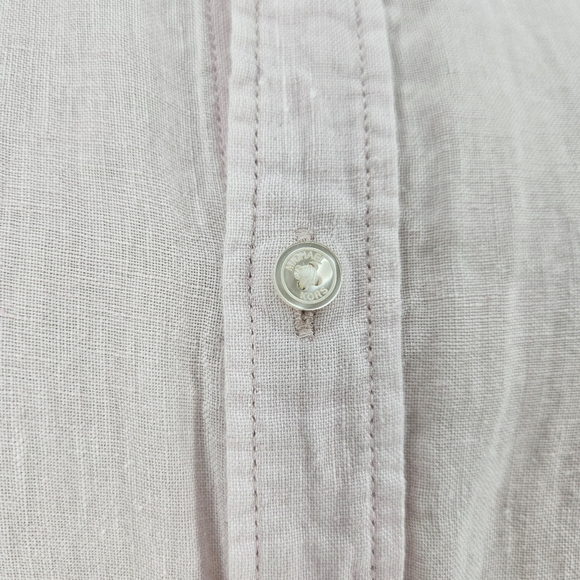 Michael Kors Slim Fit Shirt Linen Light Pink Long Sleeve Button Collared Large - Picture 3 of 6
